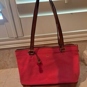 Fossil Pink and Brown Shoulder Bag